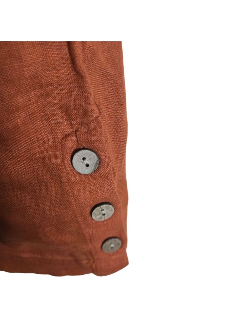 Cynthia Rowley Burnt Orange Linen Size Button Detail Short Sleeve Top Size M - Picture 5 of 6